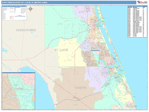 Fort Pierce-Port St. Lucie, FL Metro Area Zip Code Map